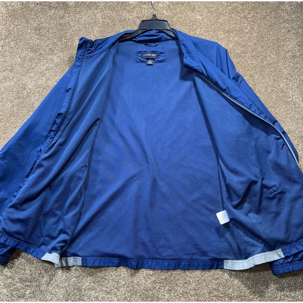 Lands End Men's Rain Jacket Windbreaker Large 42-44 - Blue‎ Gray